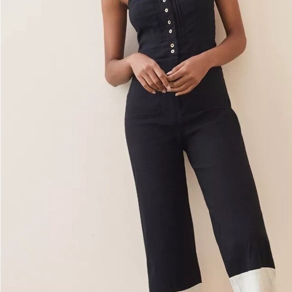 Anthropologie Colette Cropped Wide-Leg Overalls